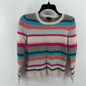 Talbots 100% Cashmere Stripe Crew Neck Sweater Multicolor Large